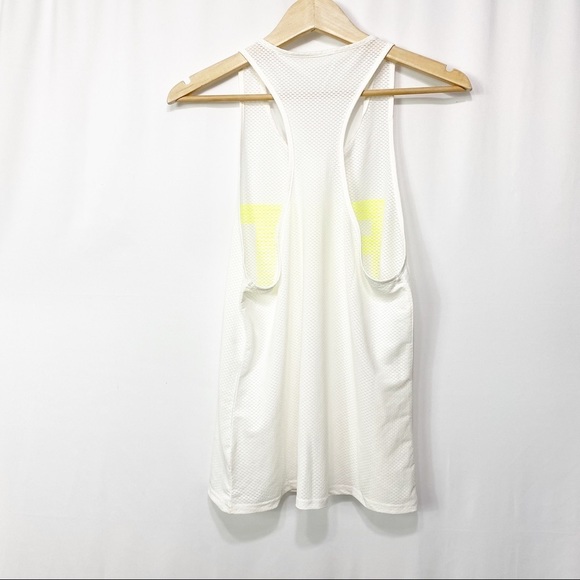 NWT-SHEIN-White RacerBack FIT Yellow tank M - Picture 4 of 8
